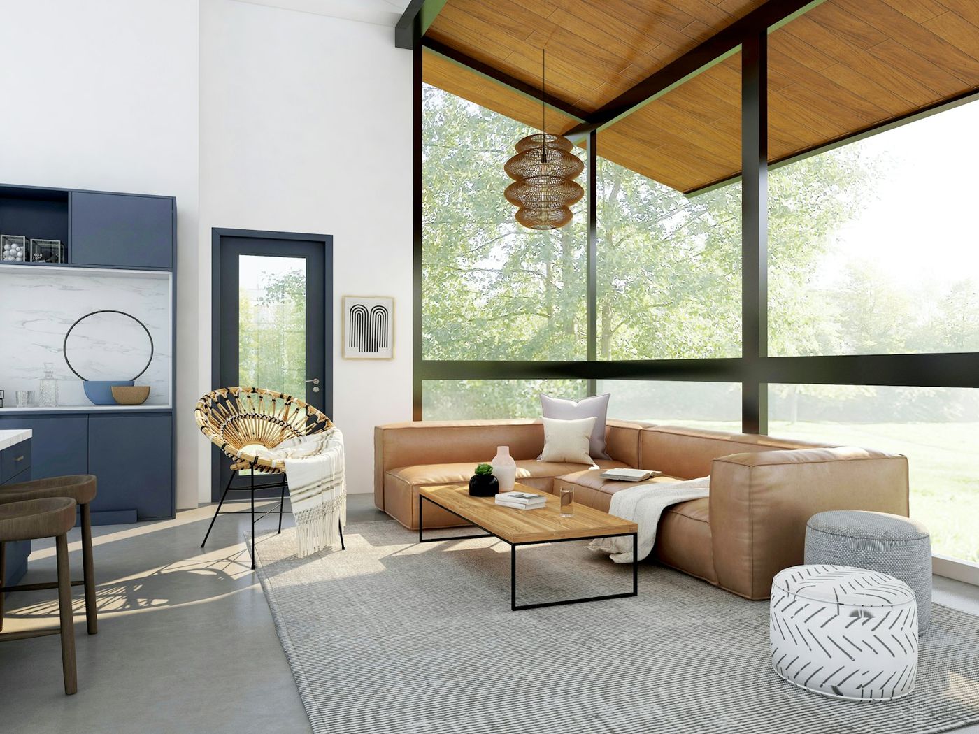 Lounge with a brown sofa
