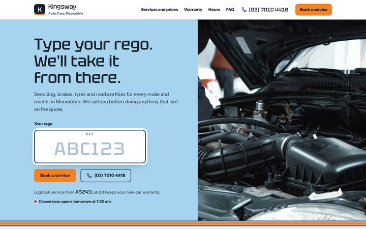 Kingsway Auto Care example website