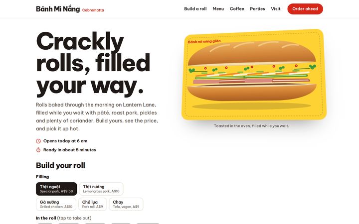 Bánh Mì Nắng bánh mì shop example website