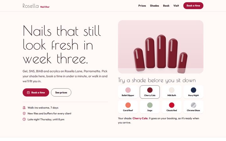 Rosella Nail Bar example website